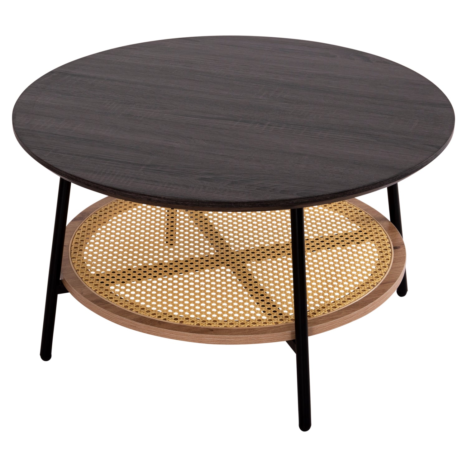 ΤΡΑΠΕΖΙ ΣΑΛΟΝΙΟΥ SEWELL HM18033 MDF ΣΕ ZEBRANO-ΜΕΤΑΛΛΙΚΑ ΠΟΔΙΑ-WICKER Φ80x46,5Υεκ. - Pakobazaar
