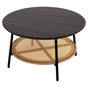 ΤΡΑΠΕΖΙ ΣΑΛΟΝΙΟΥ SEWELL HM18033 MDF ΣΕ ZEBRANO-ΜΕΤΑΛΛΙΚΑ ΠΟΔΙΑ-WICKER Φ80x46,5Υεκ. - Pakobazaar