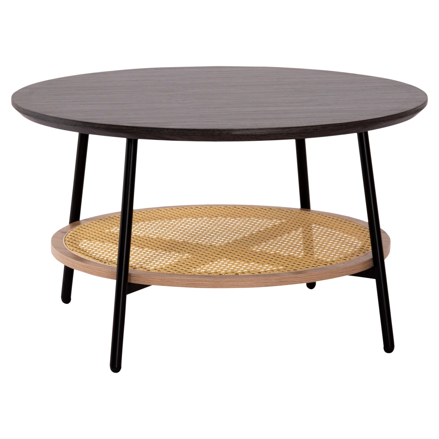 ΤΡΑΠΕΖΙ ΣΑΛΟΝΙΟΥ SEWELL HM18033 MDF ΣΕ ZEBRANO-ΜΕΤΑΛΛΙΚΑ ΠΟΔΙΑ-WICKER Φ80x46,5Υεκ. - Pakobazaar