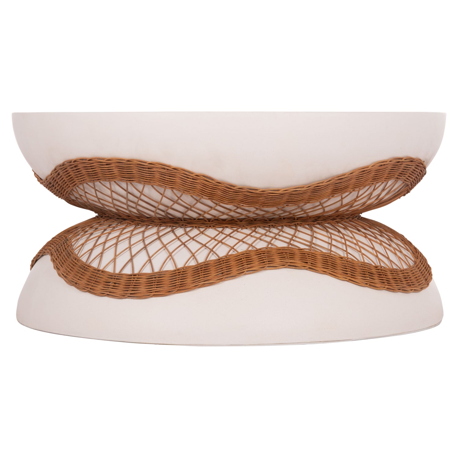 ΤΡΑΠΕΖΙ ΣΑΛΟΝΙΟΥ ANNA HM18157.02 FIBER CEMENT ΛΕΥΚΟ-ΦΥΣΙΚΟ RATTAN--Φ92x44.5Υεκ - Pakobazaar