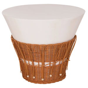ΤΡΑΠΕΖΙ ΣΑΛΟΝΙΟΥ PERRAL HM18164.02L FIBER CEMENT ΛΕΥΚΟ-ΦΥΣΙΚΟ RATTAN--Φ55x45Υεκ - Pakobazaar
