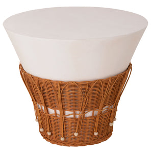 ΤΡΑΠΕΖΙ ΣΑΛΟΝΙΟΥ PERRAL HM18164.02L FIBER CEMENT ΛΕΥΚΟ-ΦΥΣΙΚΟ RATTAN--Φ55x45Υεκ - Pakobazaar