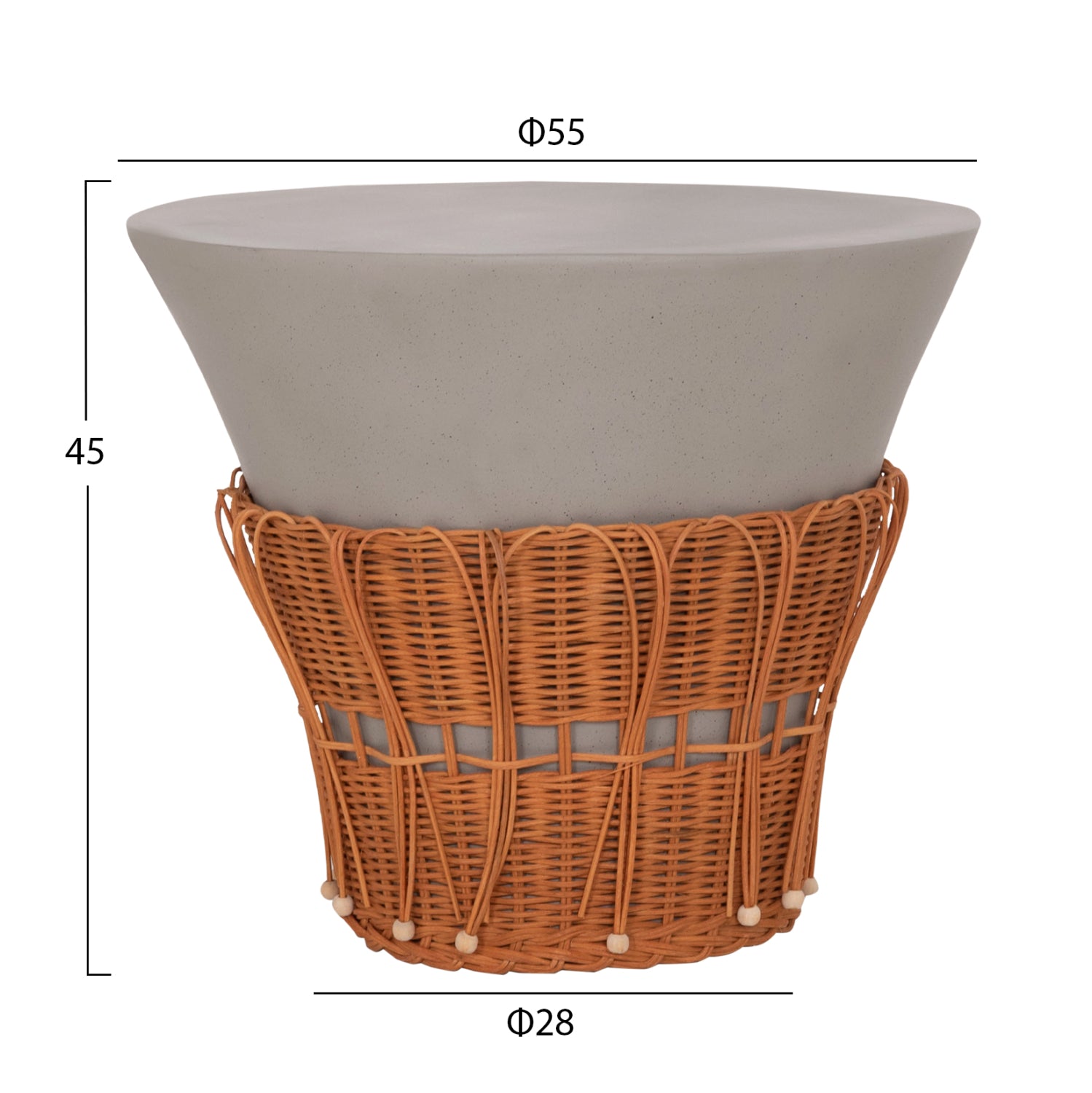 ΤΡΑΠΕΖΙ ΣΑΛΟΝΙΟΥ PERRAL HM18164.03L FIBER CEMENT ΓΚΡΙ-ΦΥΣΙΚΟ RATTAN--Φ55x45Υεκ - Pakobazaar
