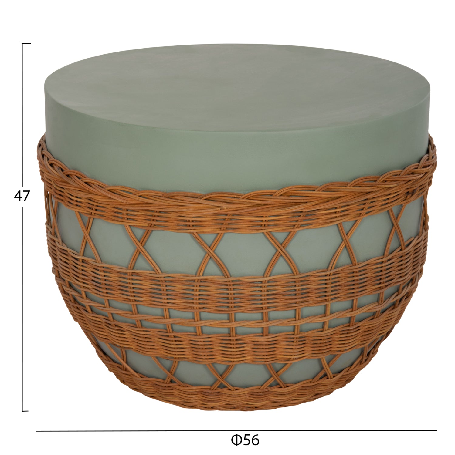 ΤΡΑΠΕΖΙ ΣΑΛΟΝΙΟΥ VILHENA HM18165 FIBER CEMENT ΠΡΑΣΙΝΟ-RATTAN ΦΥΣΙΚΟ Φ56x47Υεκ. - Pakobazaar
