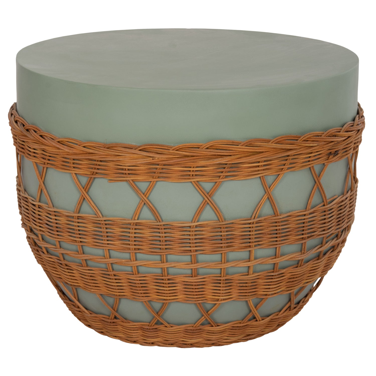 ΤΡΑΠΕΖΙ ΣΑΛΟΝΙΟΥ VILHENA HM18165 FIBER CEMENT ΠΡΑΣΙΝΟ-RATTAN ΦΥΣΙΚΟ Φ56x47Υεκ. - Pakobazaar