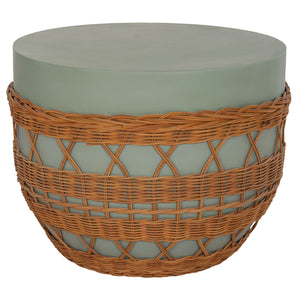 ΤΡΑΠΕΖΙ ΣΑΛΟΝΙΟΥ VILHENA HM18165 FIBER CEMENT ΠΡΑΣΙΝΟ-RATTAN ΦΥΣΙΚΟ Φ56x47Υεκ. - Pakobazaar
