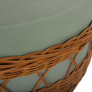 ΤΡΑΠΕΖΙ ΣΑΛΟΝΙΟΥ VILHENA HM18165 FIBER CEMENT ΠΡΑΣΙΝΟ-RATTAN ΦΥΣΙΚΟ Φ56x47Υεκ. - Pakobazaar