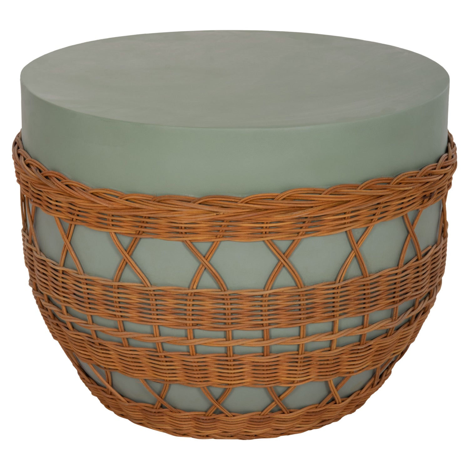 ΤΡΑΠΕΖΙ ΣΑΛΟΝΙΟΥ VILHENA HM18165 FIBER CEMENT ΠΡΑΣΙΝΟ-RATTAN ΦΥΣΙΚΟ Φ56x47Υεκ. - Pakobazaar