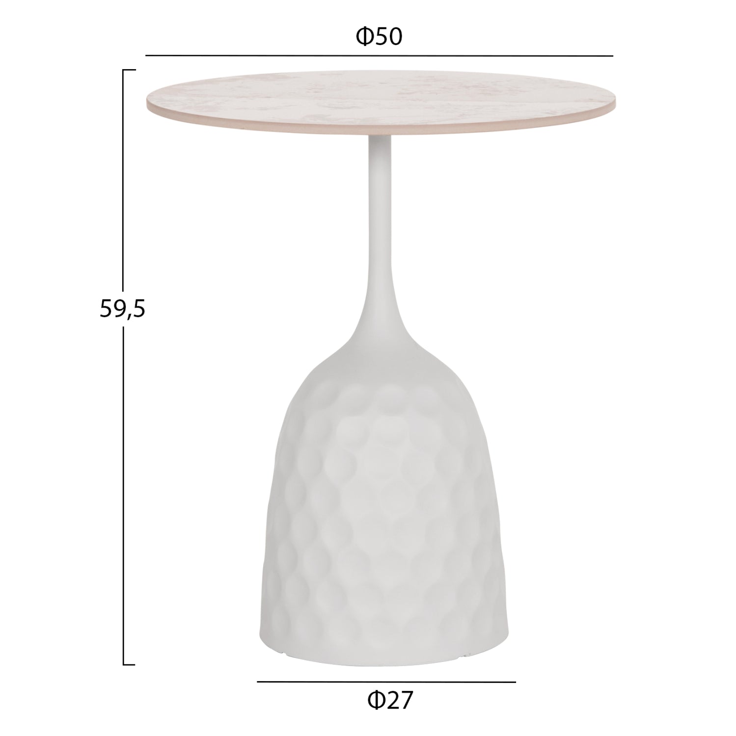 ΤΡΑΠΕΖΙ ΣΑΛΟΝΙΟΥ LONGSTEM HM18317.01 ΒΑΣΗ ΛΕΥΚΗ--SINTERED STONE CALACATA GOLD Φ50 - Pakobazaar
