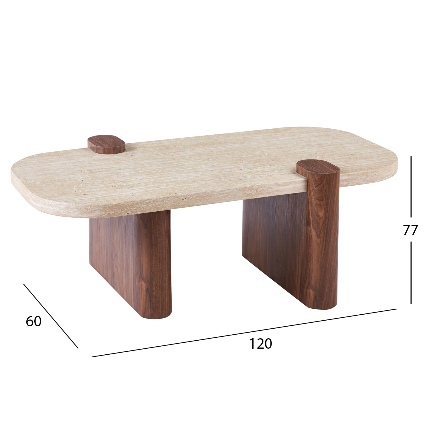 ΤΡΑΠΕΖΙ ΣΑΛΟΝΙΟΥ ARDEN HM18435 MDF TOP ΟΨΗ ΤΡΑΒΕΡΤΙΝΑΣ-MDF ΠΟΔΙΑ ΚΑΡΥΔΙ 120x60x40Υεκ - Pakobazaar
