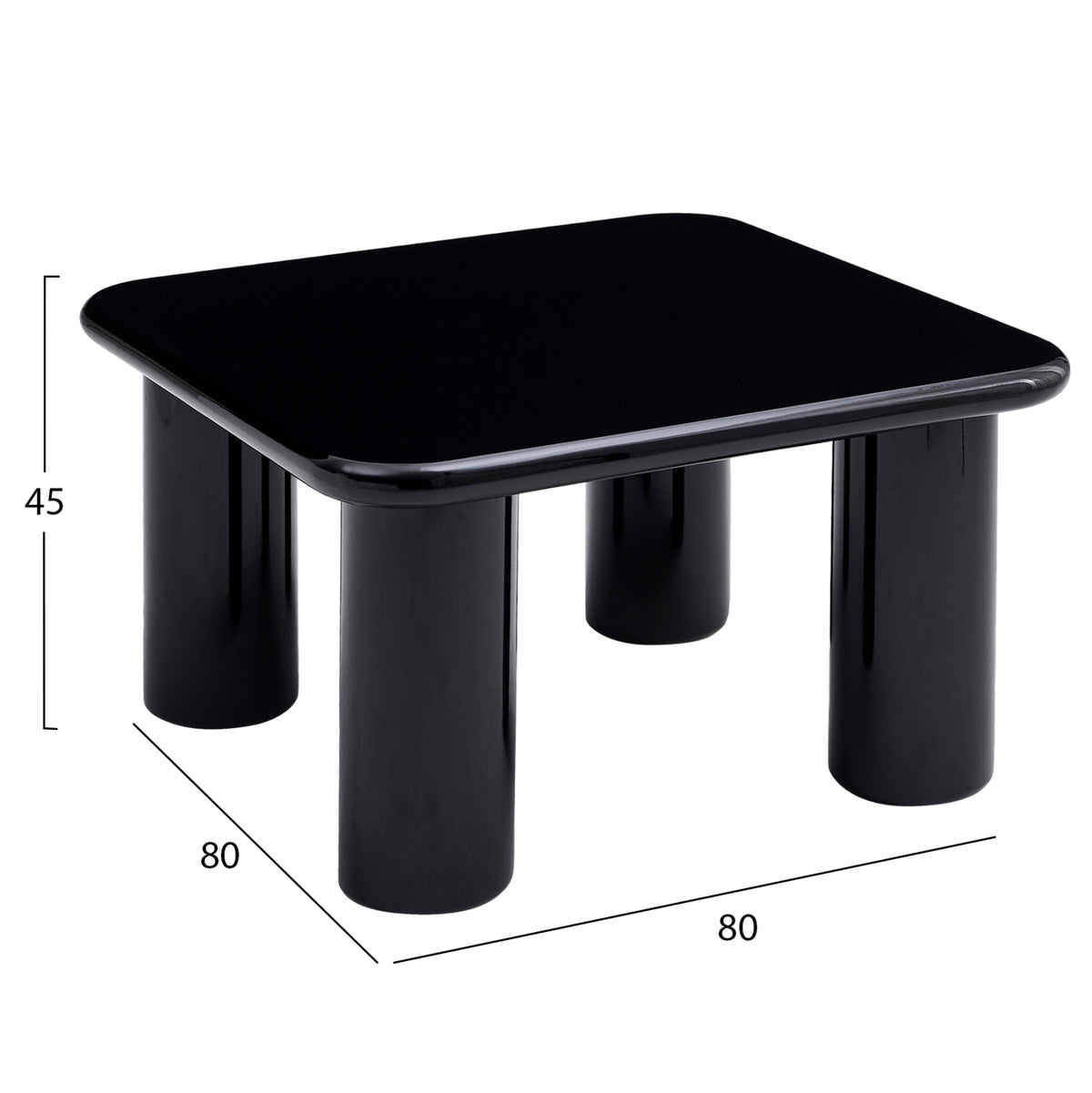 ΤΡΑΠΕΖΙ ΣΑΛΟΝΙΟΥ SOLNA HM18453.02 MDF ΣΕ GLOSSY ΜΑΥΡΟ 80x80x45Υεκ - Pakobazaar