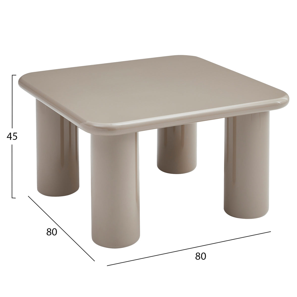 ΤΡΑΠΕΖΙ ΣΑΛΟΝΙΟΥ SOLNA HM18453.05 MDF ΣΕ GLOSSY TAUPE 80x80x45Υεκ - Pakobazaar