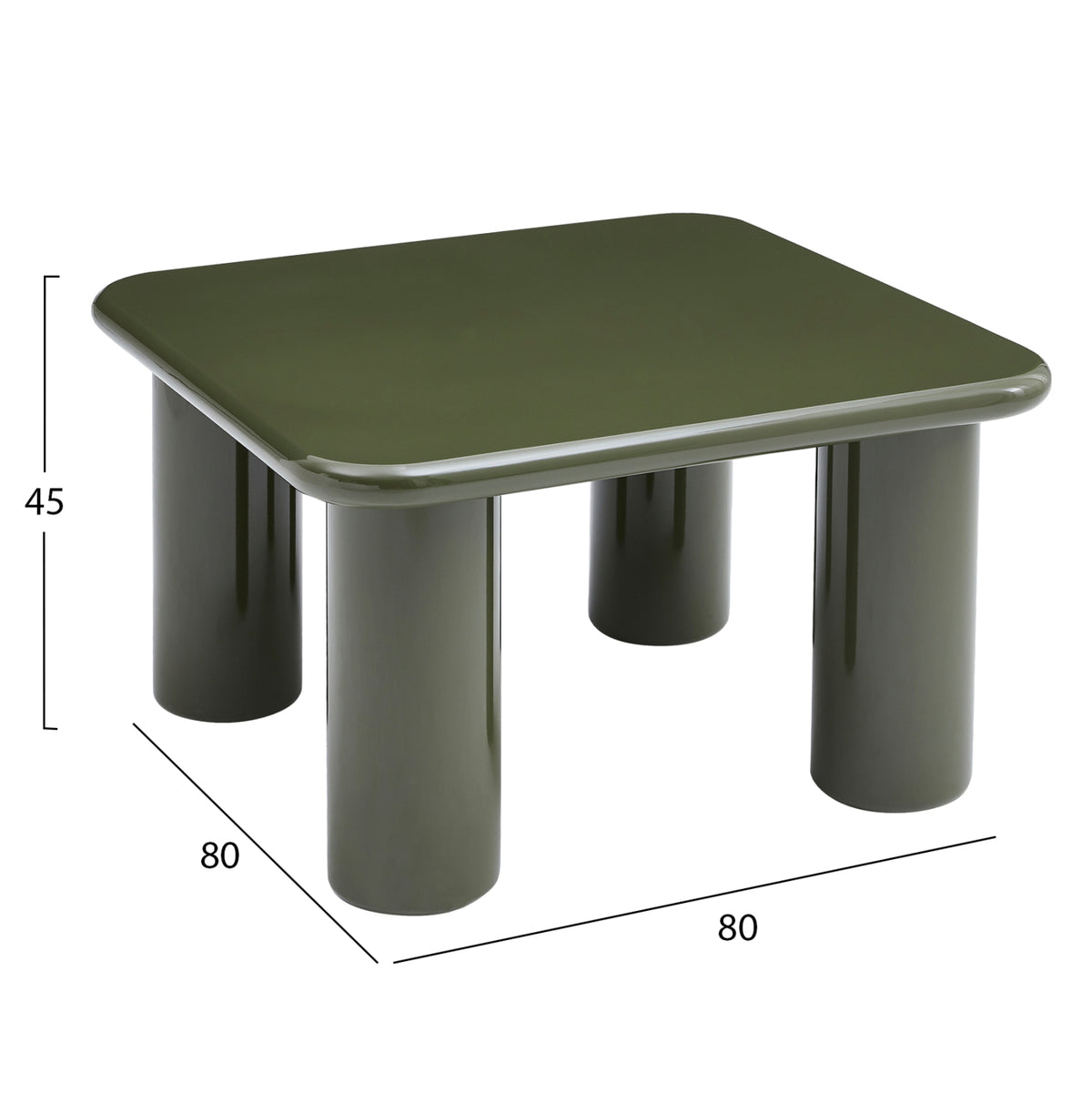 ΤΡΑΠΕΖΙ ΣΑΛΟΝΙΟΥ SOLNA HM18453.07 MDF ΣΕ GLOSSY ΠΡΑΣΙΝΟ 80x80x45Υεκ - Pakobazaar