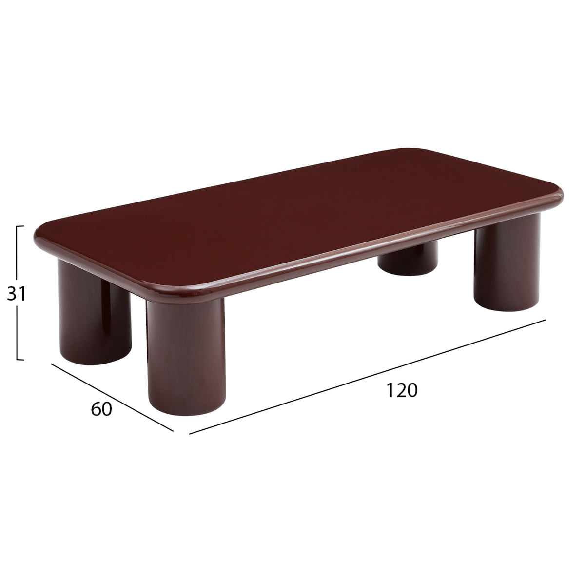 ΤΡΑΠΕΖΙ ΣΑΛΟΝΙΟΥ SOLNA HM18454.06 MDF ΣΕ GLOSSY ΚΟΚΚΙΝΟ 120x60x31Υεκ