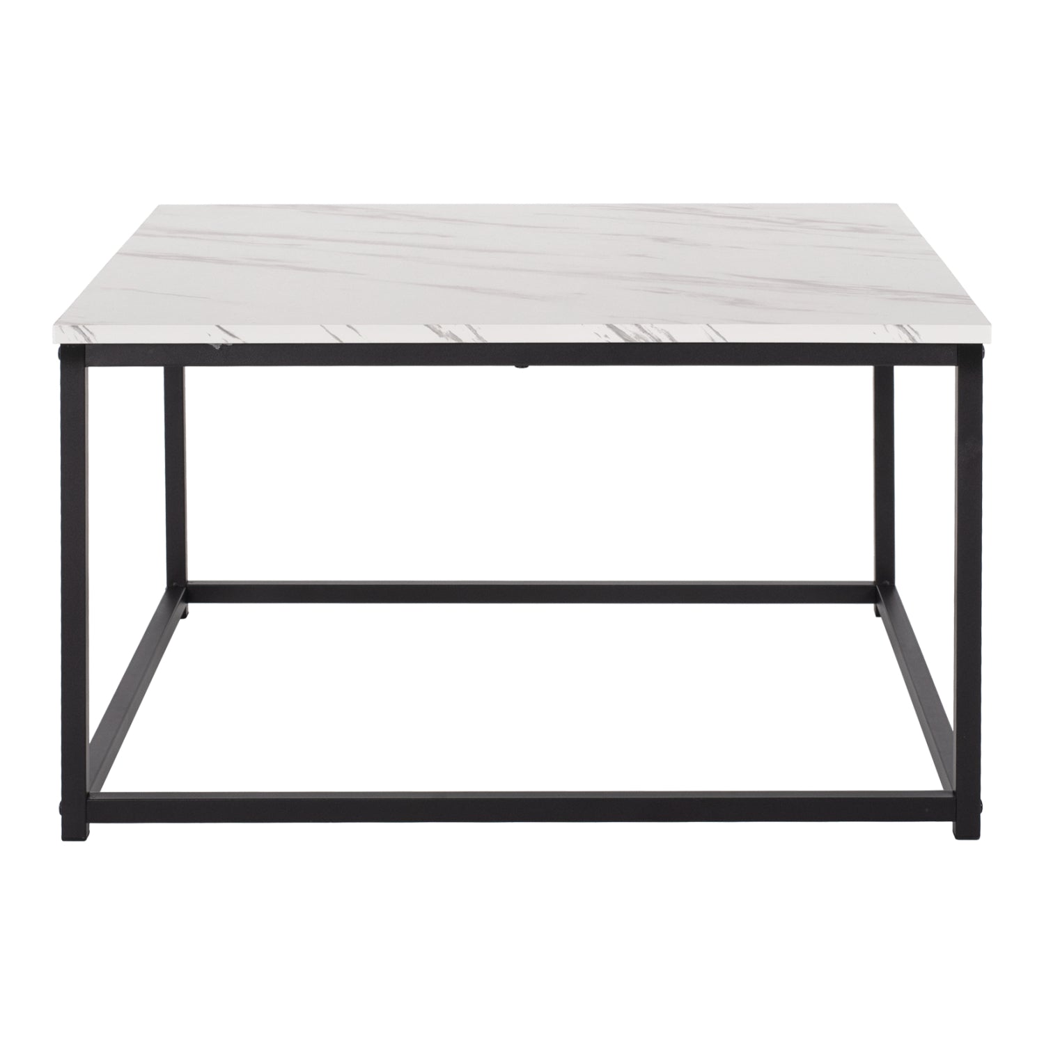 ΤΡΑΠΕΖΙ ΣΑΛΟΝΙΟΥ BRAYLEN HM8942.12 ΜΕΛΑΜΙΝΗ ΛΕΥΚΟ ΜΑΡΜΑΡΟ-ΜΑΥΡΗ ΒΑΣΗ 75x75x43Υεκ. - Pakobazaar