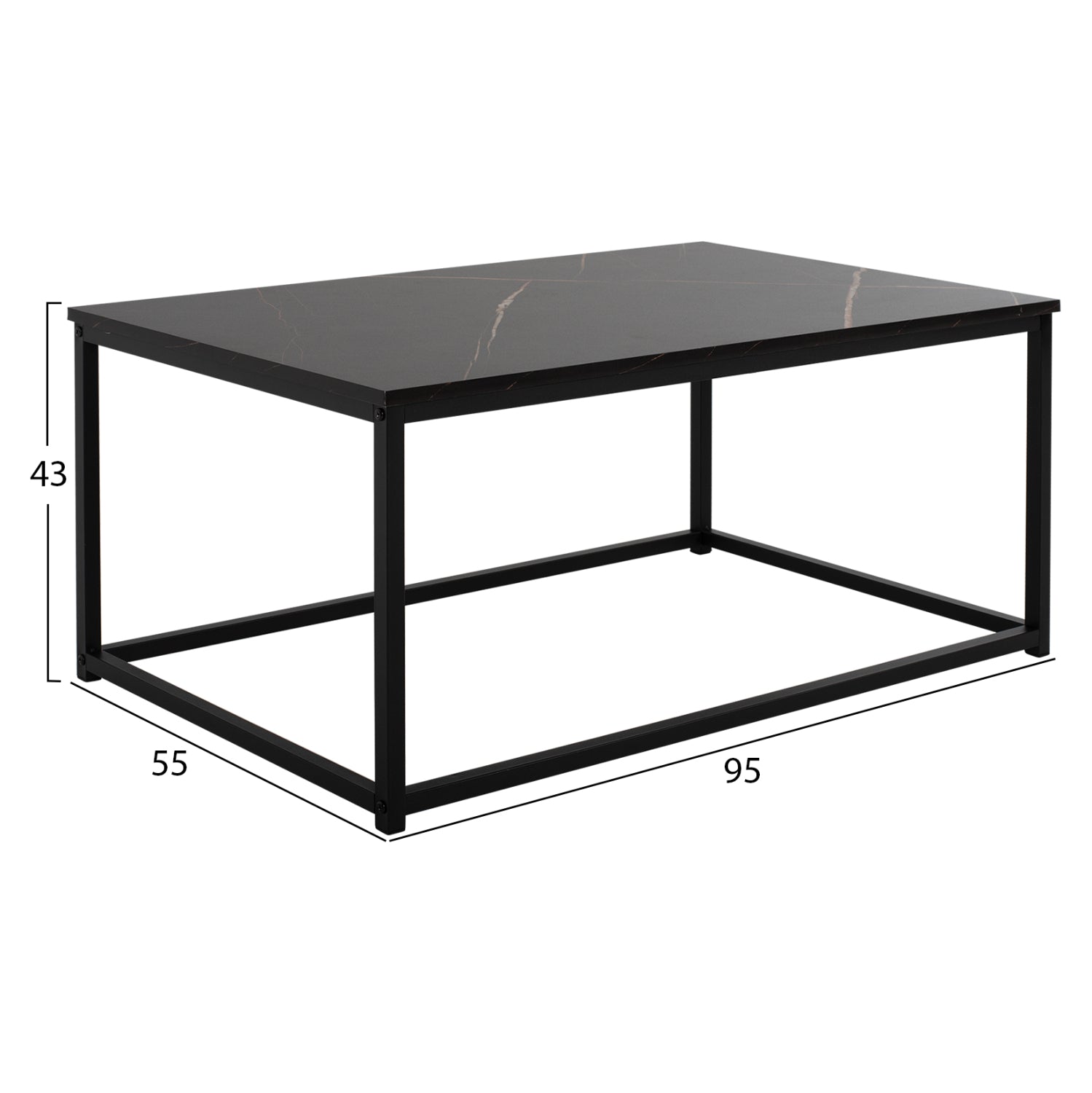 ΤΡΑΠΕΖΙ ΣΑΛΟΝΙΟΥ SAFFRON HM8975.13 ΜΕΛΑΜΙΝΗ ΜΑΥΡΟ ΜΑΡΜΑΡΟ 95Χ55Χ43Yεκ. - Pakobazaar