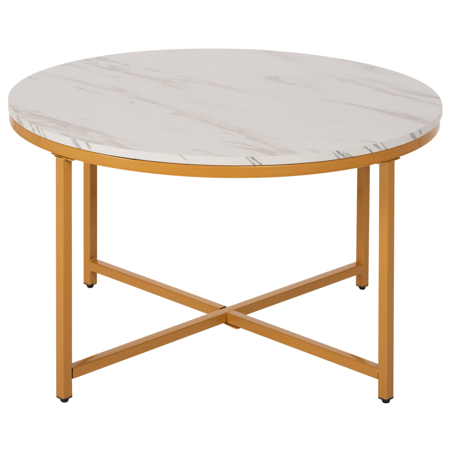 ΤΡΑΠΕΖΙ ΣΑΛΟΝΙΟΥ HM9420.01 WHITE MARBLE ΜΕΛΑΜΙΝΗ-ΧΡΥΣΗ ΜΕΤΑΛΛΙΚΗ ΒΑΣΗ Φ80x48,5Yεκ. - Pakobazaar