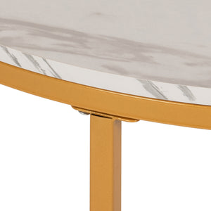 ΤΡΑΠΕΖΙ ΣΑΛΟΝΙΟΥ HM9420.01 WHITE MARBLE ΜΕΛΑΜΙΝΗ-ΧΡΥΣΗ ΜΕΤΑΛΛΙΚΗ ΒΑΣΗ Φ80x48,5Yεκ. - Pakobazaar