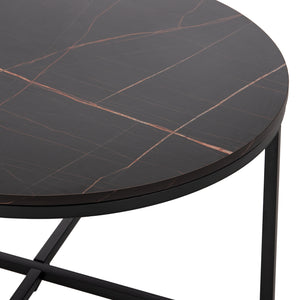 ΤΡΑΠΕΖΙ ΣΑΛΟΝΙΟΥ HM9420.03 BLACK MARBLE ΜΕΛΑΜΙΝΗ-ΜΑΥΡΗ ΜΕΤΑΛΛΙΚΗ ΒΑΣΗ Φ80x48,5Yεκ. - Pakobazaar