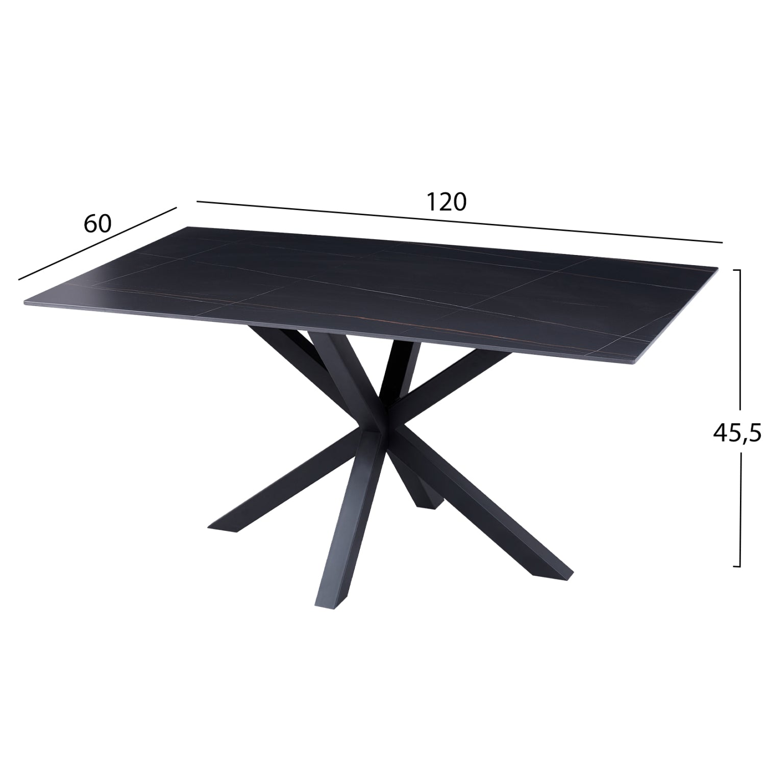 ΤΡΑΠΕΖΙ ΣΑΛΟΝΙΟΥ HM9470.04 BLACK MARBLE-ΜΑΥΡΗ ΜΕΤΑΛ.ΒΑΣΗ 120x60x45,5Yεκ. - Pakobazaar