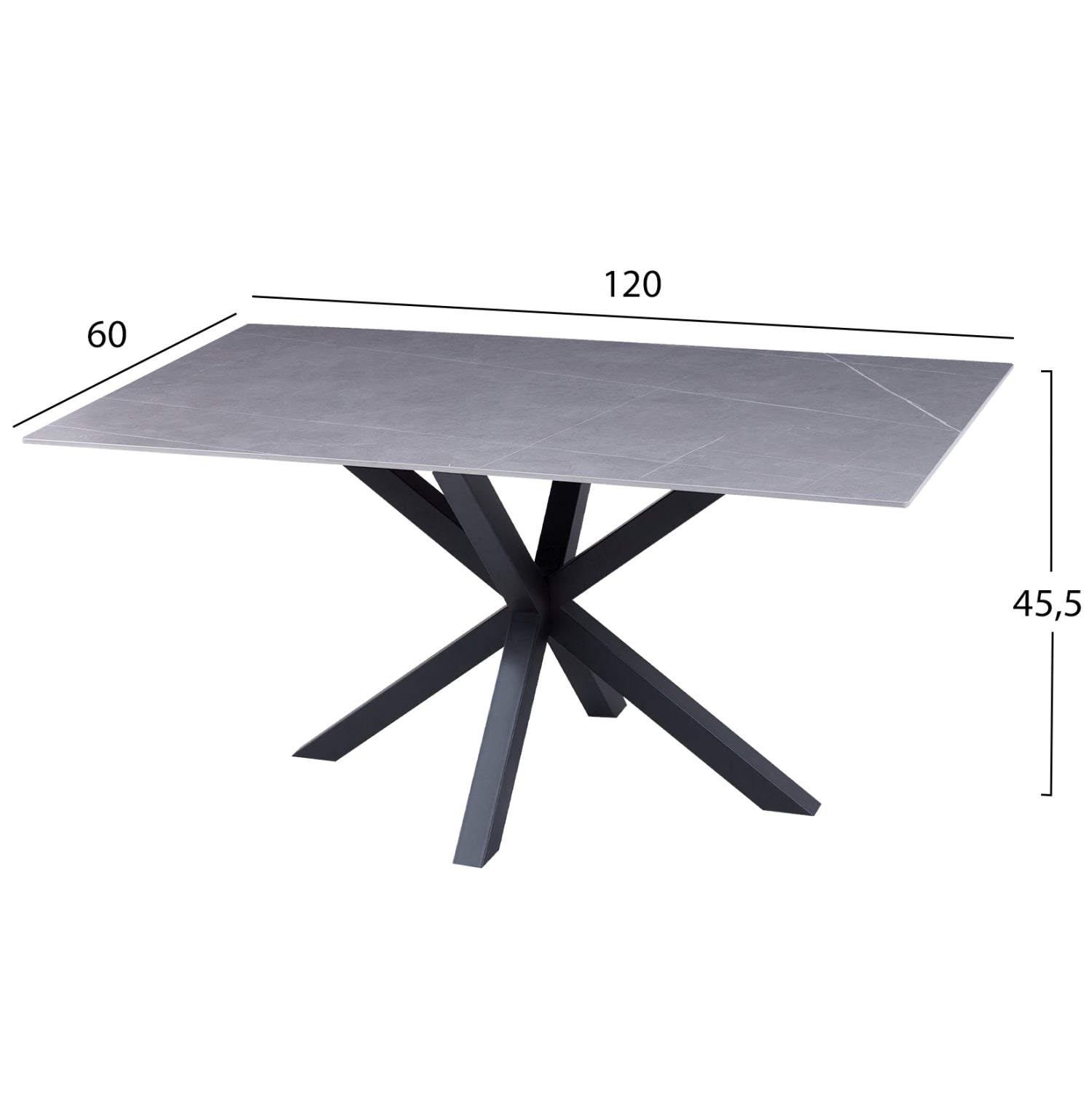 ΤΡΑΠΕΖΙ ΣΑΛΟΝΙΟΥ HM9470.05 GREY MARBLE-ΜΑΥΡΗ ΜΕΤΑΛ.ΒΑΣΗ 120x60x45,5Yεκ. - Pakobazaar