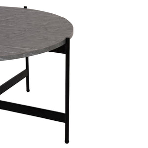ΤΡΑΠΕΖΙ ΣΑΛΟΝΙΟΥ HM9588.02 MDF ΓΚΡΙ ΜΑΡΜΑΡΟ-ΜΑΥΡΗ ΜΕΤΑΛΛΙΚΗ ΒΑΣΗ Φ80x45Υεκ. - Pakobazaar