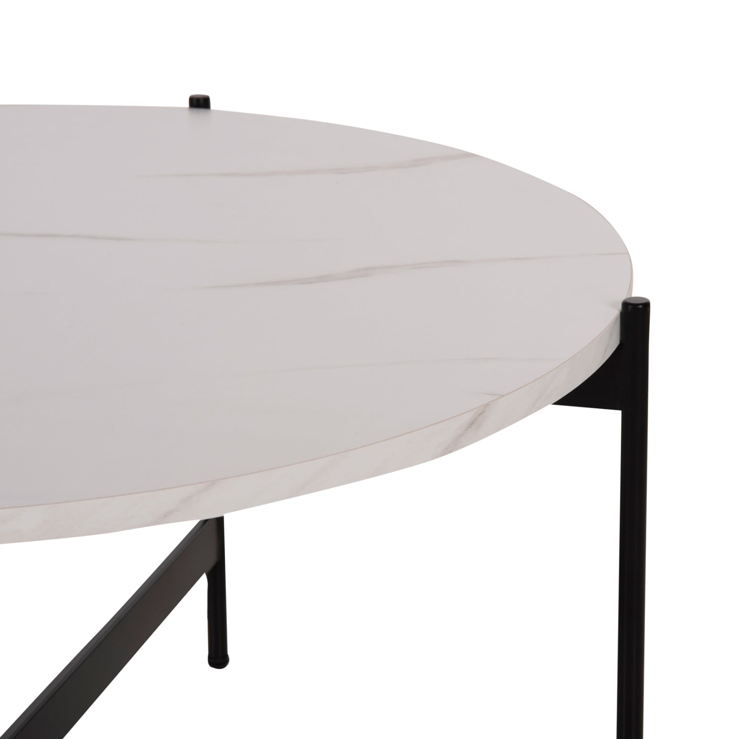 ΤΡΑΠΕΖΙ ΣΑΛΟΝΙΟΥ HM9588.05 MDF ΛΕΥΚΟ ΜΑΡΜΑΡΟ-ΜΑΥΡΗ ΜΕΤΑΛΛΙΚΗ ΒΑΣΗ Φ80x45Υεκ. - Pakobazaar