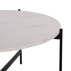 ΤΡΑΠΕΖΙ ΣΑΛΟΝΙΟΥ HM9588.05 MDF ΛΕΥΚΟ ΜΑΡΜΑΡΟ-ΜΑΥΡΗ ΜΕΤΑΛΛΙΚΗ ΒΑΣΗ Φ80x45Υεκ. - Pakobazaar