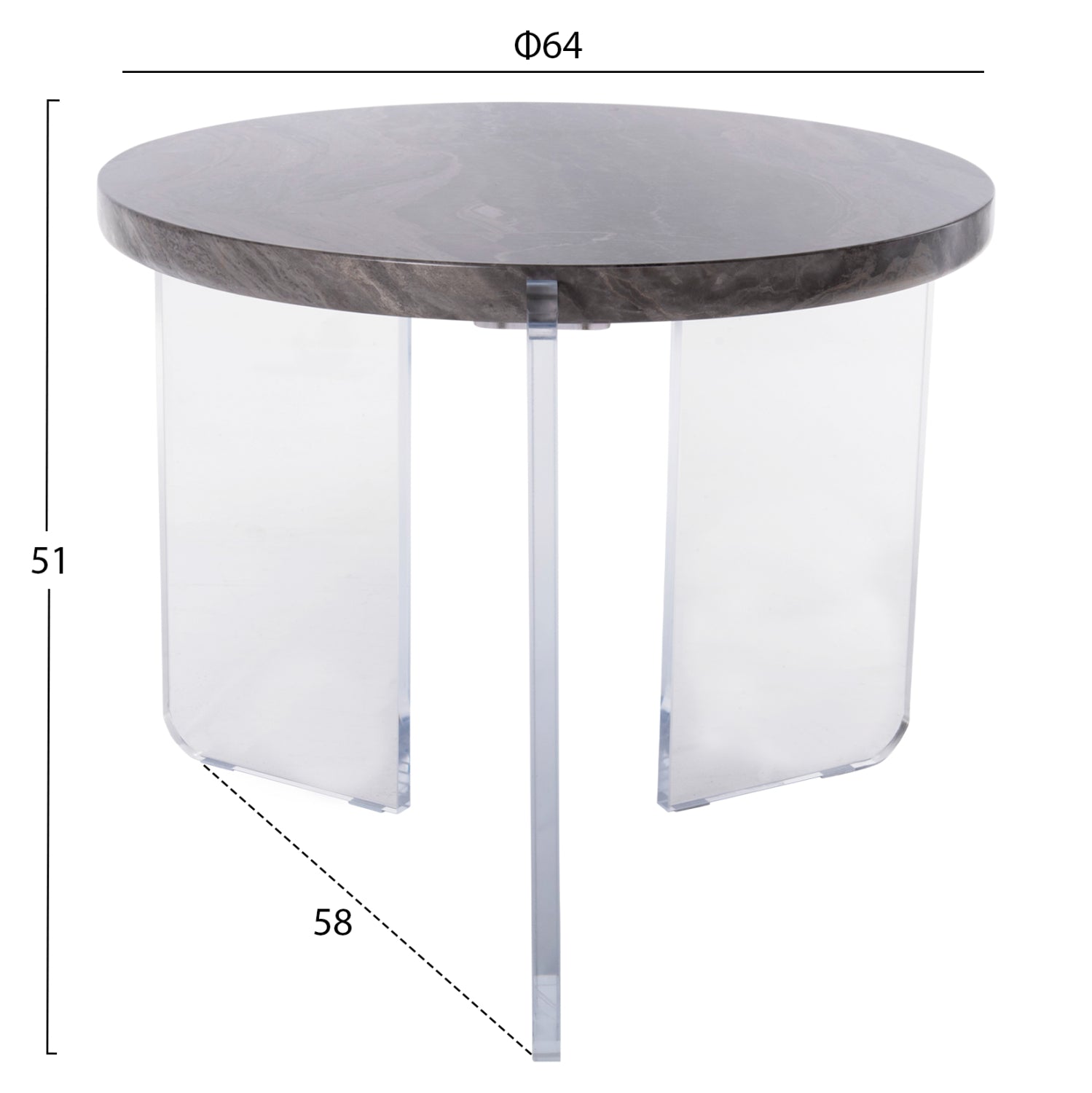 ΤΡΑΠΕΖΙ ΣΑΛΟΝΙΟΥ ACRYCON HM9780.01 MDF ME ΥΔΑΤΟΑΠΩΘΗΤΙΚΗ ΕΠΙΣΤΡΩΣΗ-ΑΚΡΥΛΙΚΑ ΠΟΔΙΑ Φ64x51Yεκ. - Pakobazaar