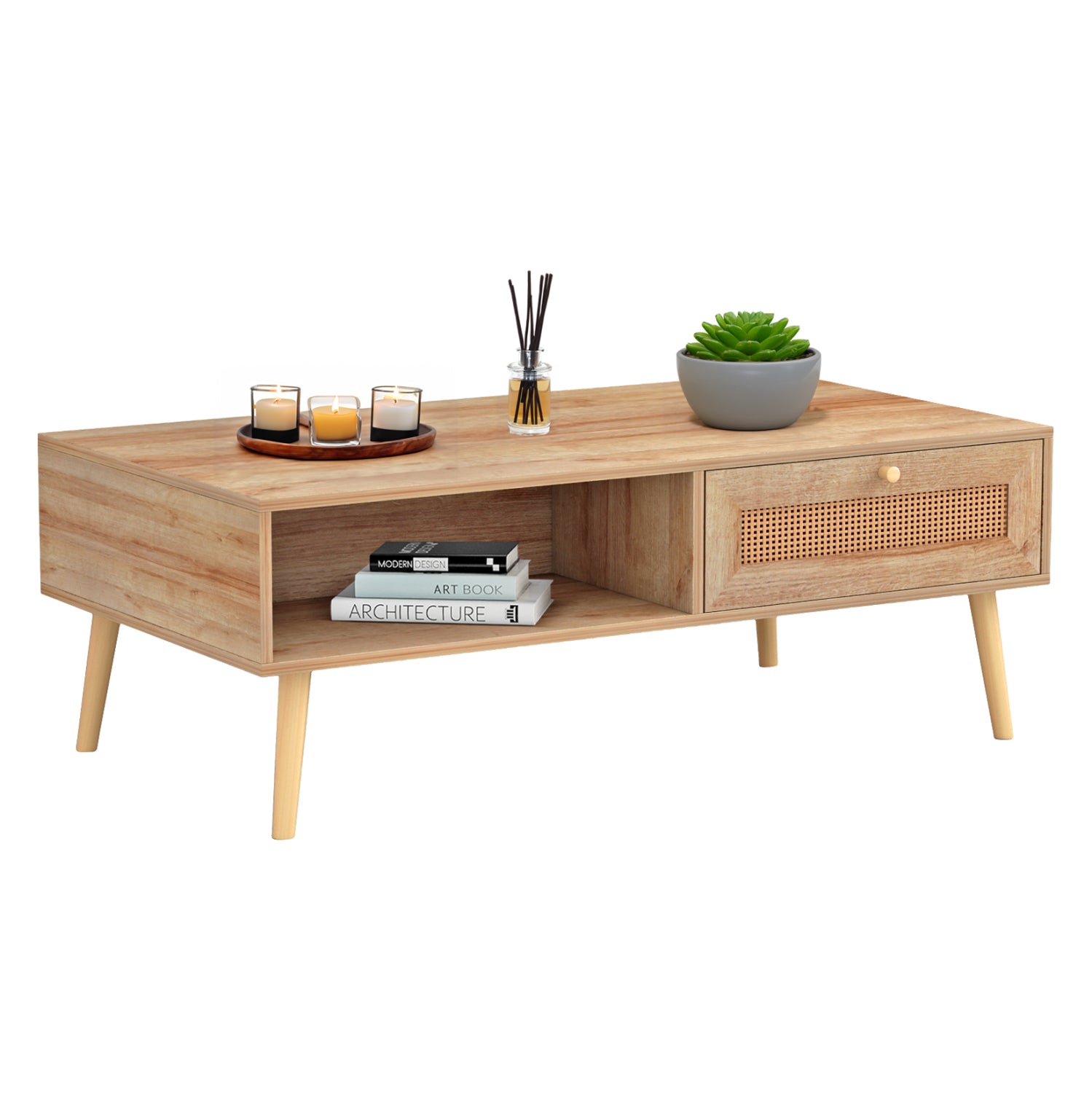 ΤΡΑΠΕΖΙ ΣΑΛΟΝΙΟΥ ΜΕΛΑΜΙΝΗΣ COLM RATTAN HM9224.11 ΣΕ ΦΥΣΙΚΟ ΧΡΩΜΑ 110x59x39,5Yεκ. - Pakobazaar