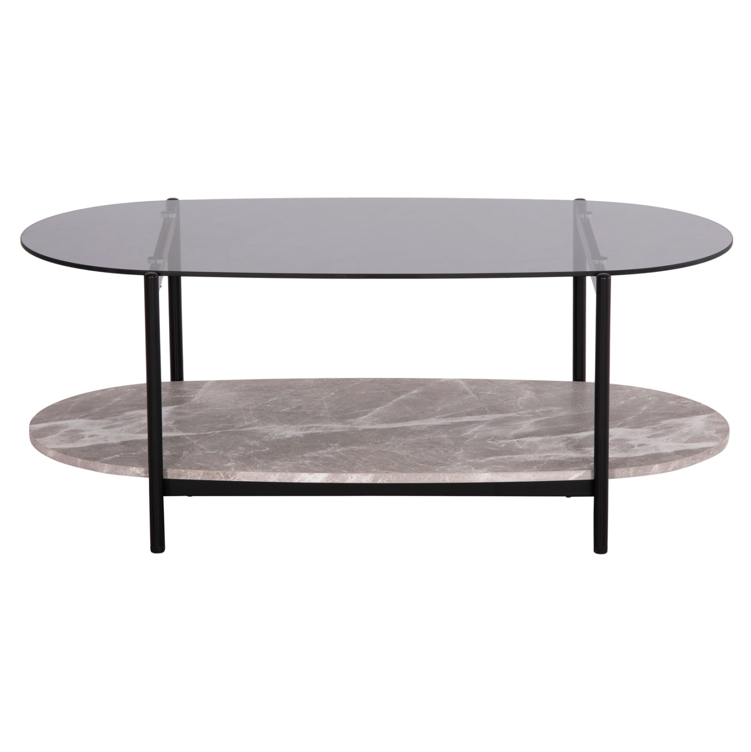 ΤΡΑΠΕΖΙ ΣΑΛΟΝΙΟΥ ΟΒΑΛ KITTY HM18040 ΓΥΑΛΙ ΦΙΜΕ TOP-GREY MARBLE ΜΕΛΑΜΙΝΗ 110x50x43Υεκ - Pakobazaar