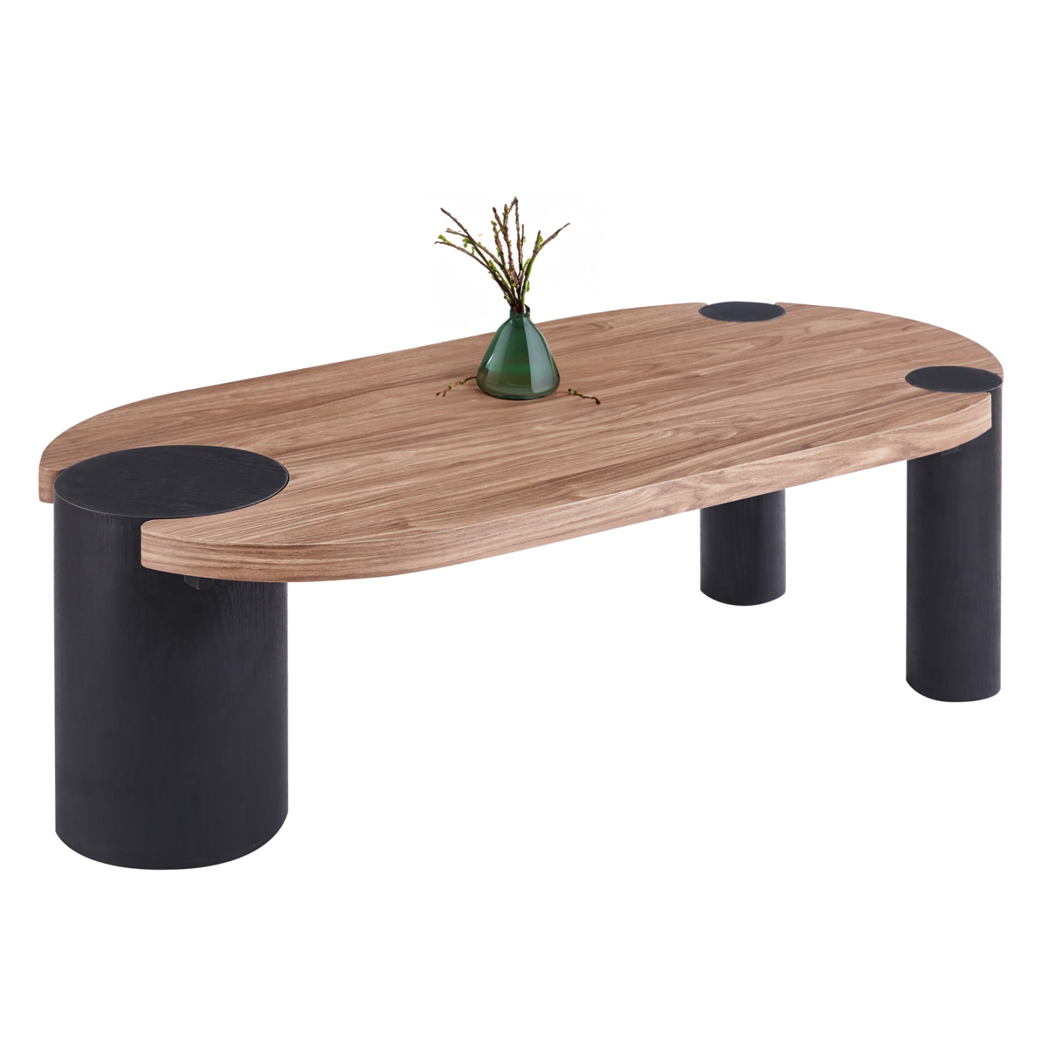 ΤΡΑΠΕΖΙ ΣΑΛΟΝΙΟΥ ΟΒΑΛ OVALON HM18433.05 MDF TOP ΚΑΡΥΔΙ-MDF ΠΟΔΙΑ ΜΑΥΡΑ 120x60x40Υεκ - Pakobazaar