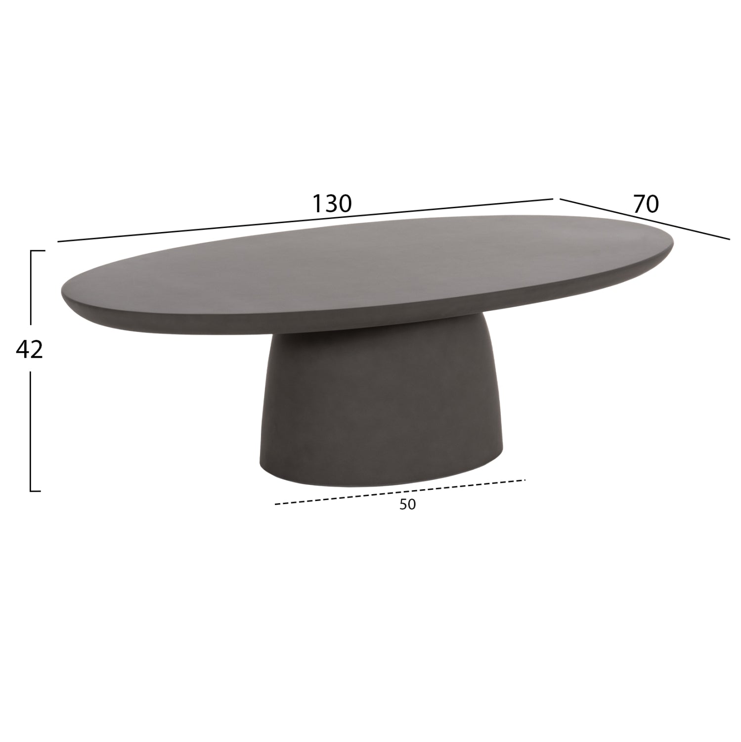 ΤΡΑΠΕΖΙ ΣΑΛΟΝΙΟΥ FIBER CEMENT ΟΒΑΛ BRECCAN HM6594.01 ΓΚΡΙ 130x70x42Υεκ - Pakobazaar