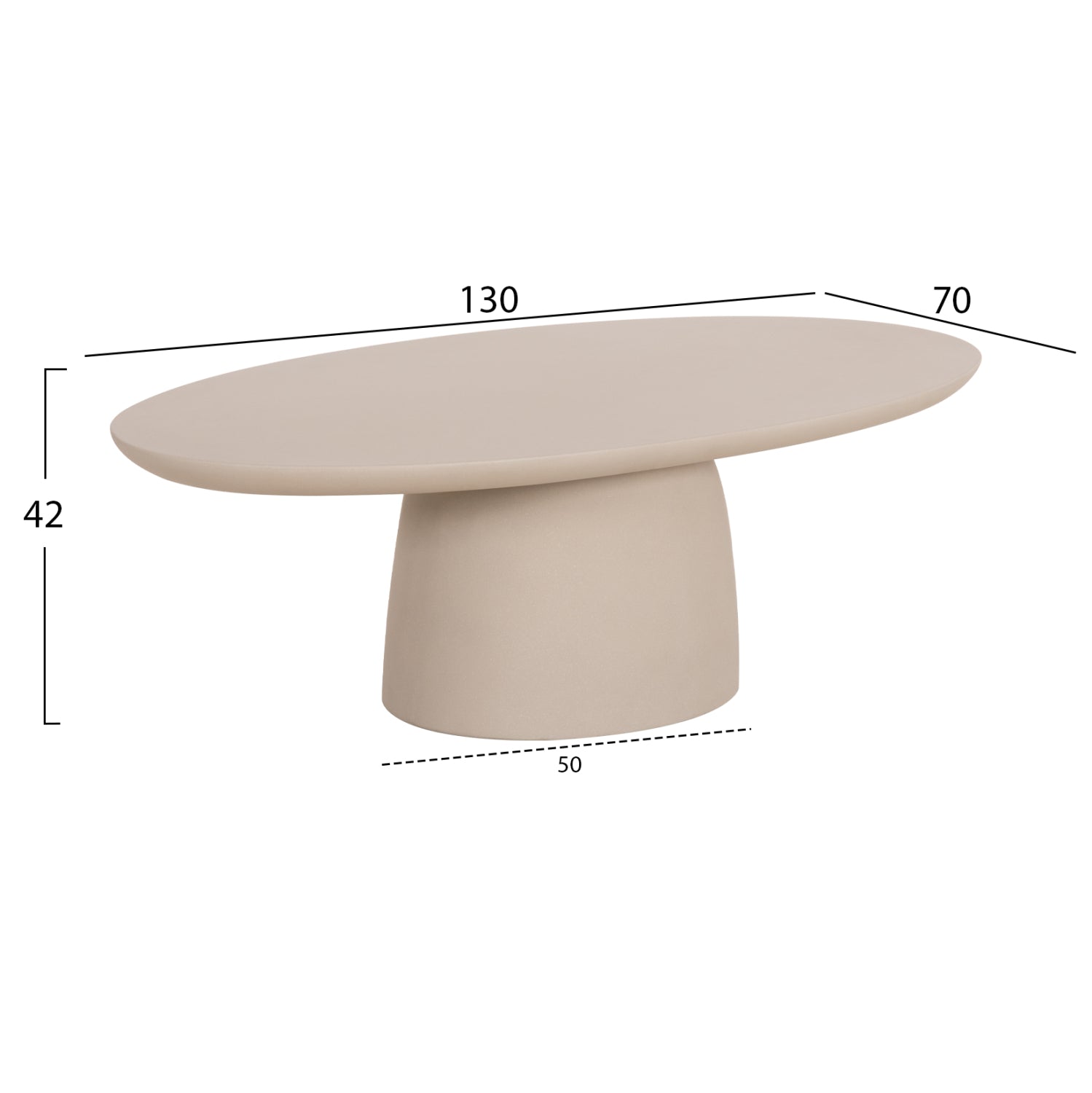 ΤΡΑΠΕΖΙ ΣΑΛΟΝΙΟΥ FIBER CEMENT ΟΒΑΛ BRECCAN HM6594.02 ΜΠΕΖ 130x70x42Υεκ - Pakobazaar