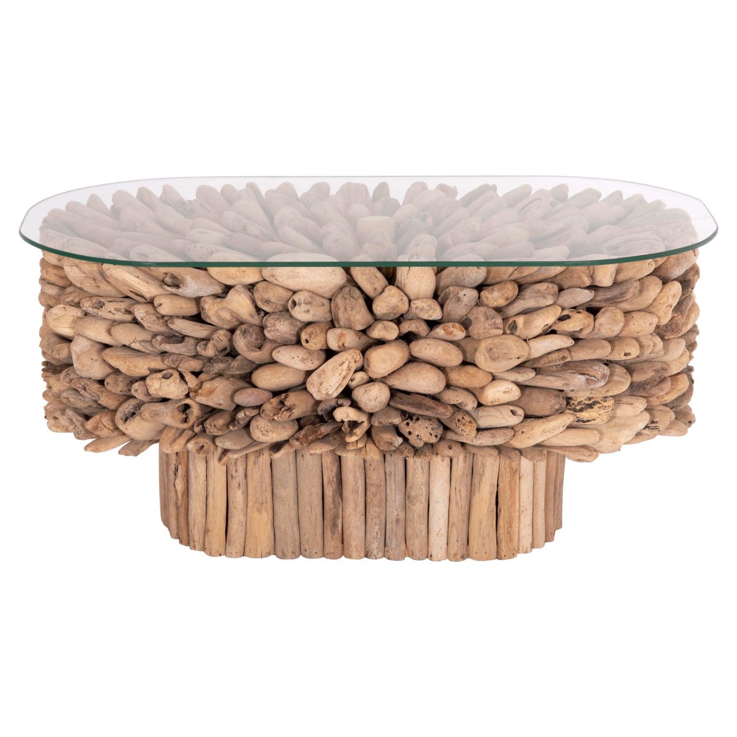 ΤΡΑΠΕΖΙ ΣΑΛΟΝΙΟΥ ΟΒΑΛ SPARROW HM9962 DRIFTWOOD--ΓΥΑΛΙ 106x55,5x50,5Υεκ. - Pakobazaar