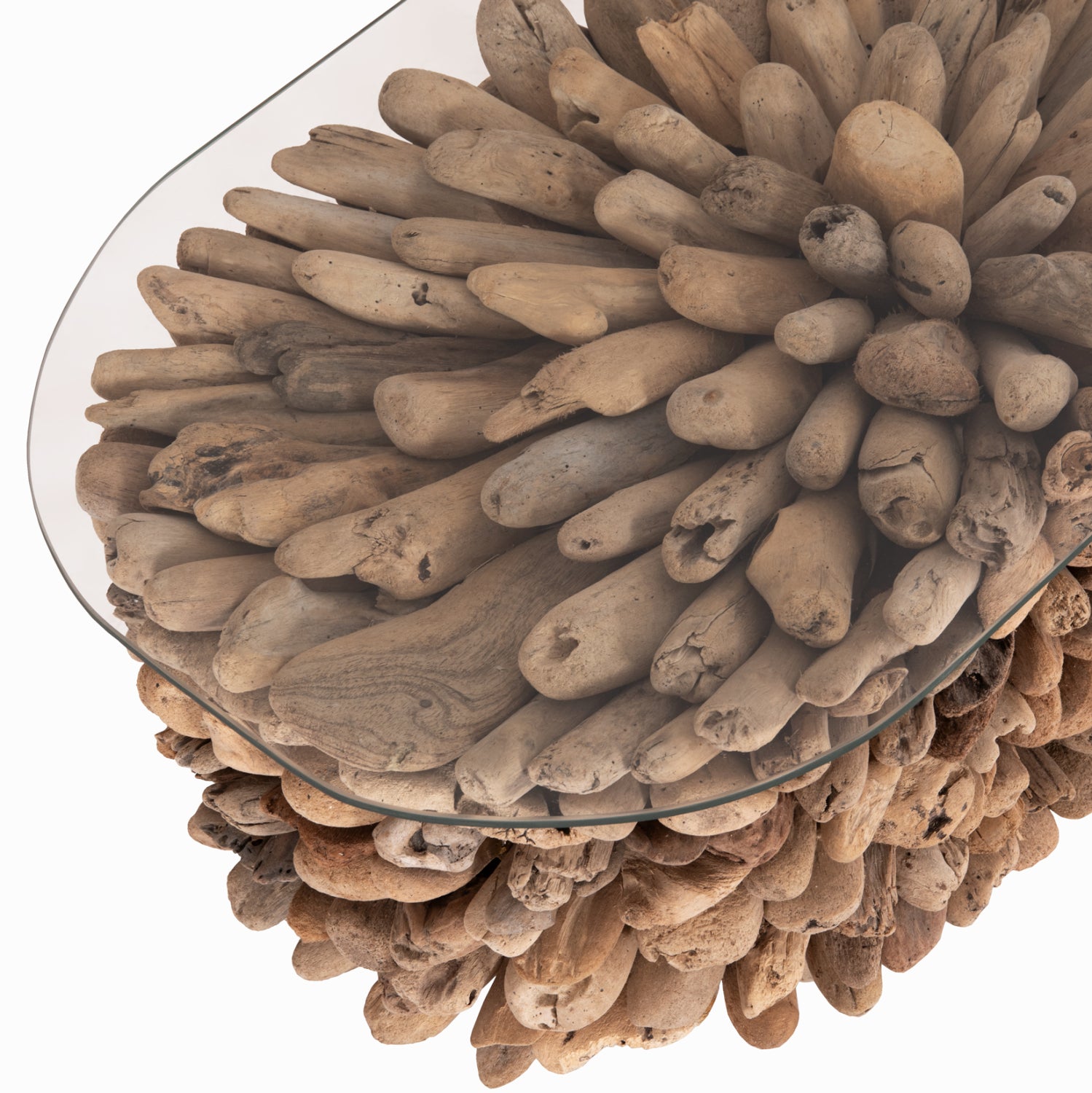 ΤΡΑΠΕΖΙ ΣΑΛΟΝΙΟΥ ΟΒΑΛ SPARROW HM9962 DRIFTWOOD--ΓΥΑΛΙ 106x55,5x50,5Υεκ. - Pakobazaar