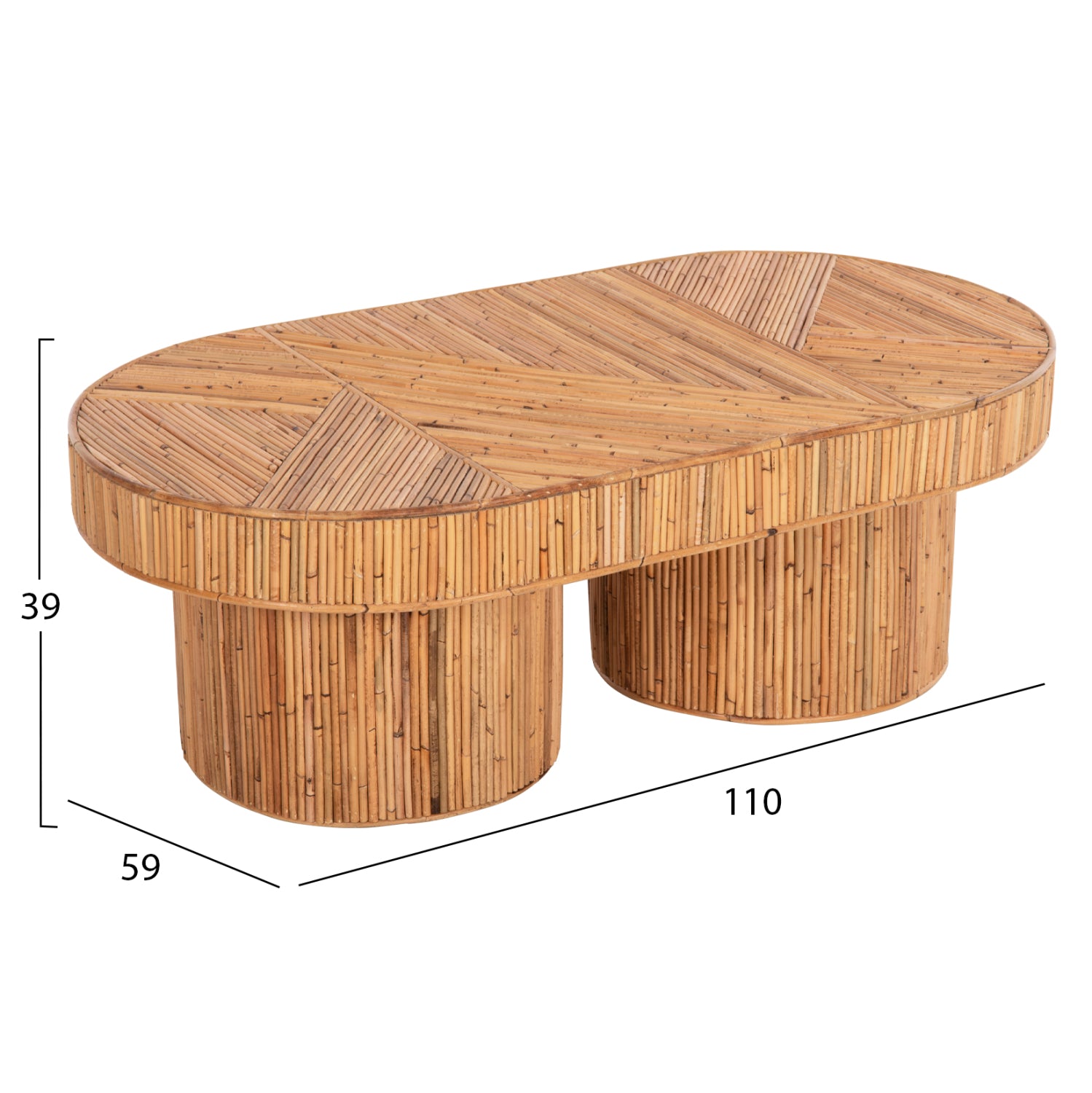 ΤΡΑΠΕΖΙ ΣΑΛΟΝΙΟΥ GATSBY ΟΒΑΛ TOP HM9870 RATTAN ΧΡΩΜΑ ΦΥΣΙΚΟ 110x59x39Υεκ. - Pakobazaar
