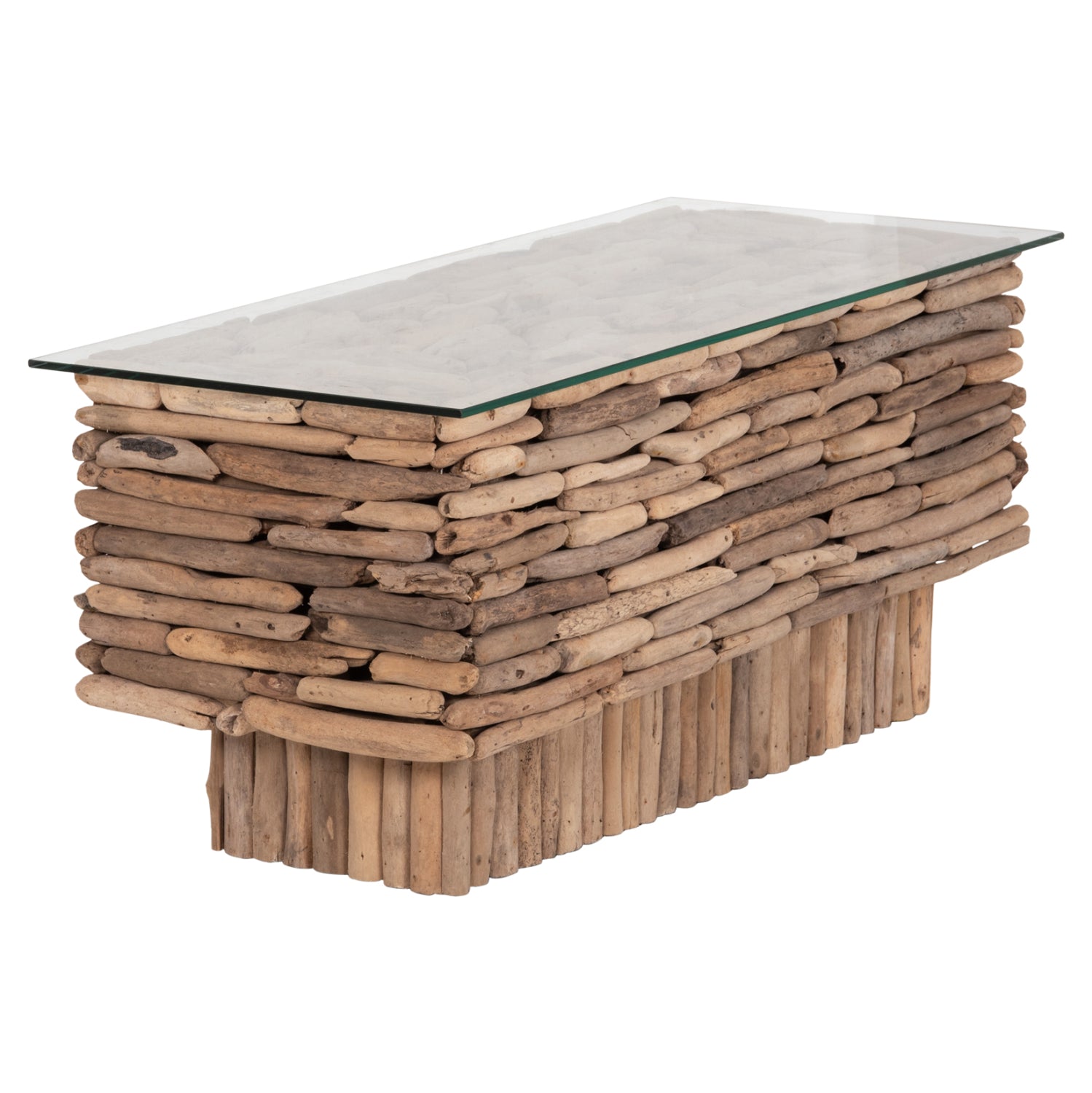 ΤΡΑΠΕΖΙ ΣΑΛΟΝΙΟΥ ΟΡΘΟΓΩΝΙΟ SPARROW HM18366 DRIFTWOOD--ΓΥΑΛΙ 105x45x47Υεκ. - Pakobazaar