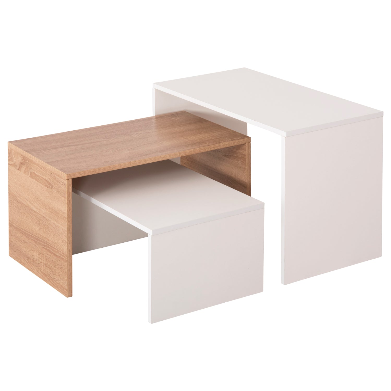 ΤΡΑΠΕΖΙ ΣΑΛΟΝΙΟΥ ΣΕΤ 3ΤΜΧ BENTIL HM9444.11 ΜΕΛΑΜΙΝΗ SONAMA-ΛΕΥΚΟ 65x35x45Υεκ - Pakobazaar