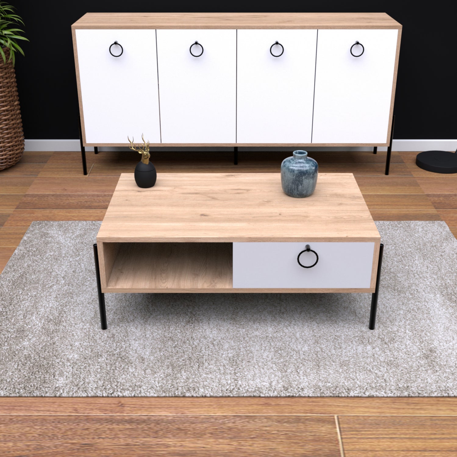 ΤΡΑΠΕΖΙ ΣΑΛΟΝΙΟΥ SONAMA ΛΕΥΚΟ HM9247.01 90x56x37,6 εκ. - Pakobazaar