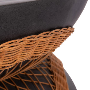 ΤΡΑΠΕΖΙ ΣΑΛΟΝΙΟΥ ΣΤΡΟΓΓΥΛΟ ANNA HM18157.01 FIBER CEMENT ΣΕ ΜΑΥΡΟ-ΦΥΣΙΚΟ RATTAN--Φ92x44.5Υεκ. - Pakobazaar