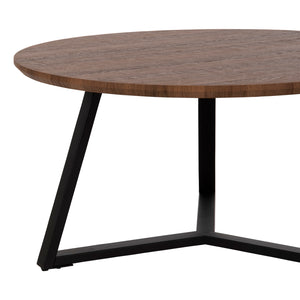 ΤΡΑΠΕΖΙ ΣΑΛΟΝΙΟΥ ΣΤΡΟΓΓΥΛΟ ROCKET HM9586.04 MDF WALNUT-ΜΑΥΡΗ ΣΑΓΡΕ ΒΑΣΗ Φ80x42Υεκ. - Pakobazaar