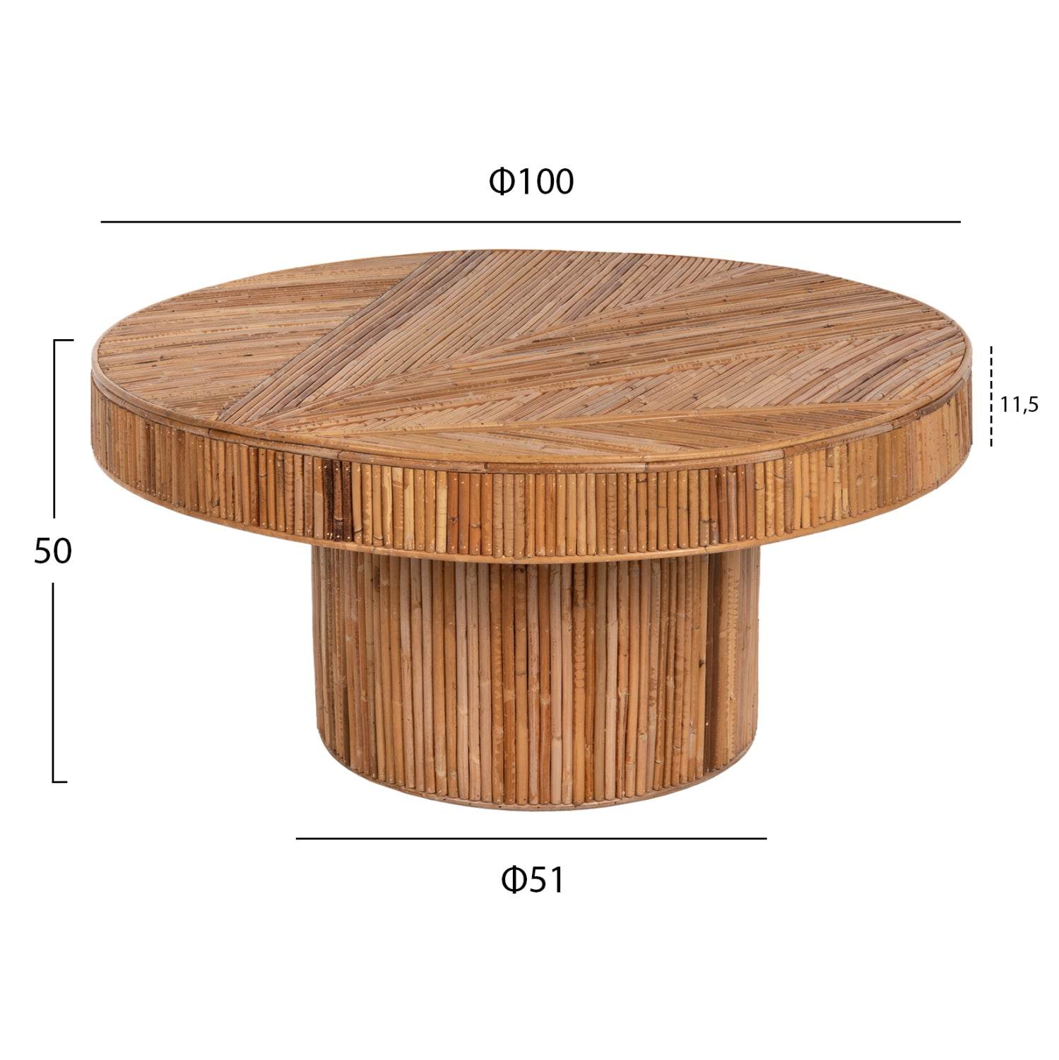 ΤΡΑΠΕΖΙ ΣΑΛΟΝΙΟΥ GATSBY ΣΤΡΟΓΓΥΛΟ HM9651 RATTAN ΧΡΩΜΑ ΦΥΣΙΚΟ Φ100x50Y εκ. - Pakobazaar