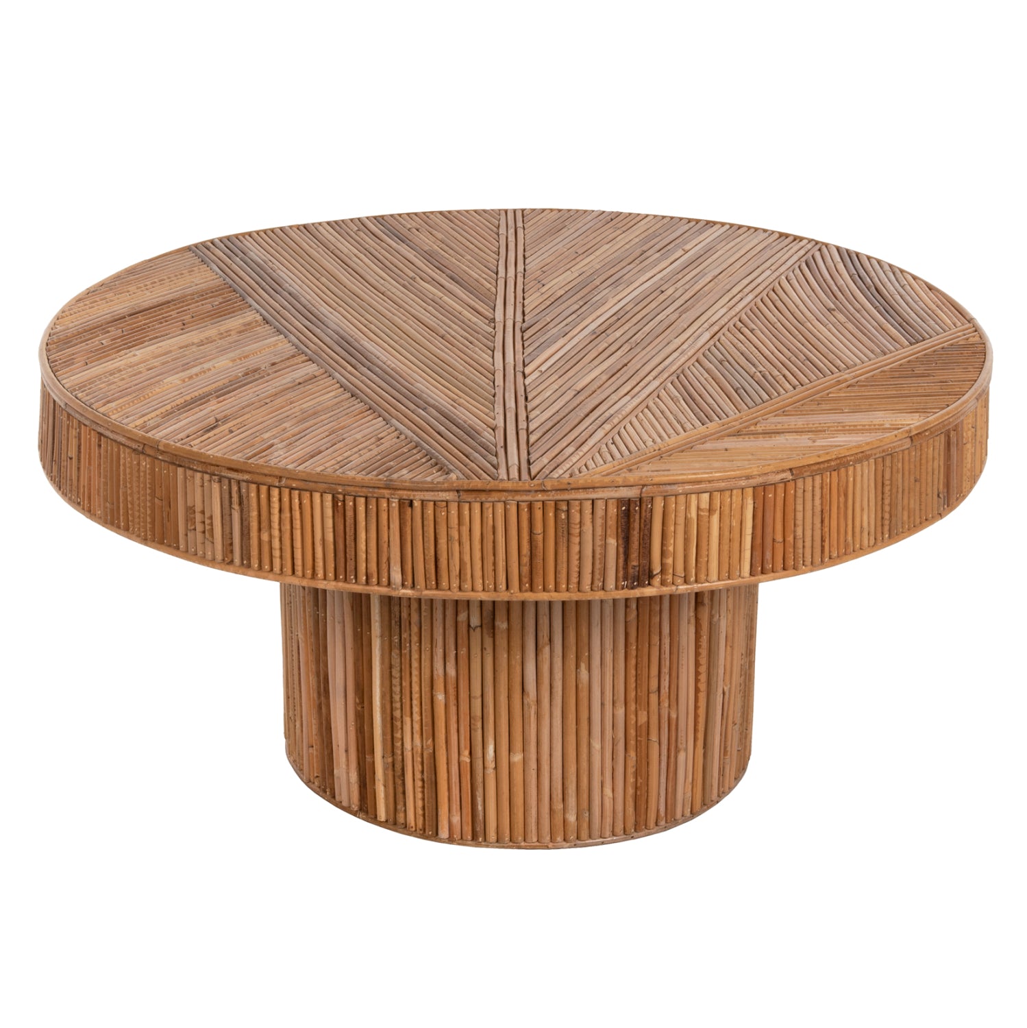 ΤΡΑΠΕΖΙ ΣΑΛΟΝΙΟΥ GATSBY ΣΤΡΟΓΓΥΛΟ HM9651 RATTAN ΧΡΩΜΑ ΦΥΣΙΚΟ Φ100x50Y εκ. - Pakobazaar