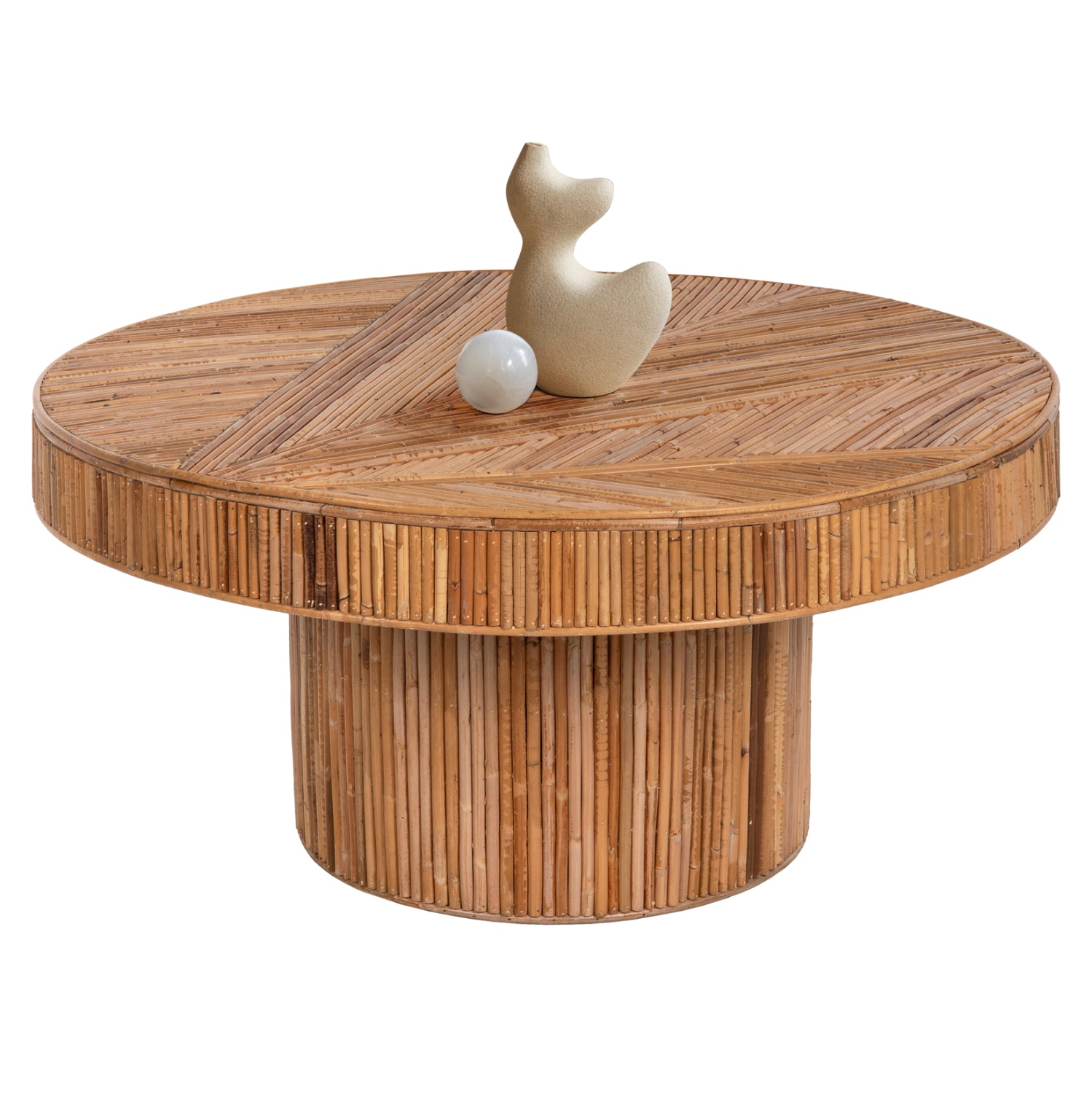 ΤΡΑΠΕΖΙ ΣΑΛΟΝΙΟΥ GATSBY ΣΤΡΟΓΓΥΛΟ HM9651 RATTAN ΧΡΩΜΑ ΦΥΣΙΚΟ Φ100x50Y εκ. - Pakobazaar