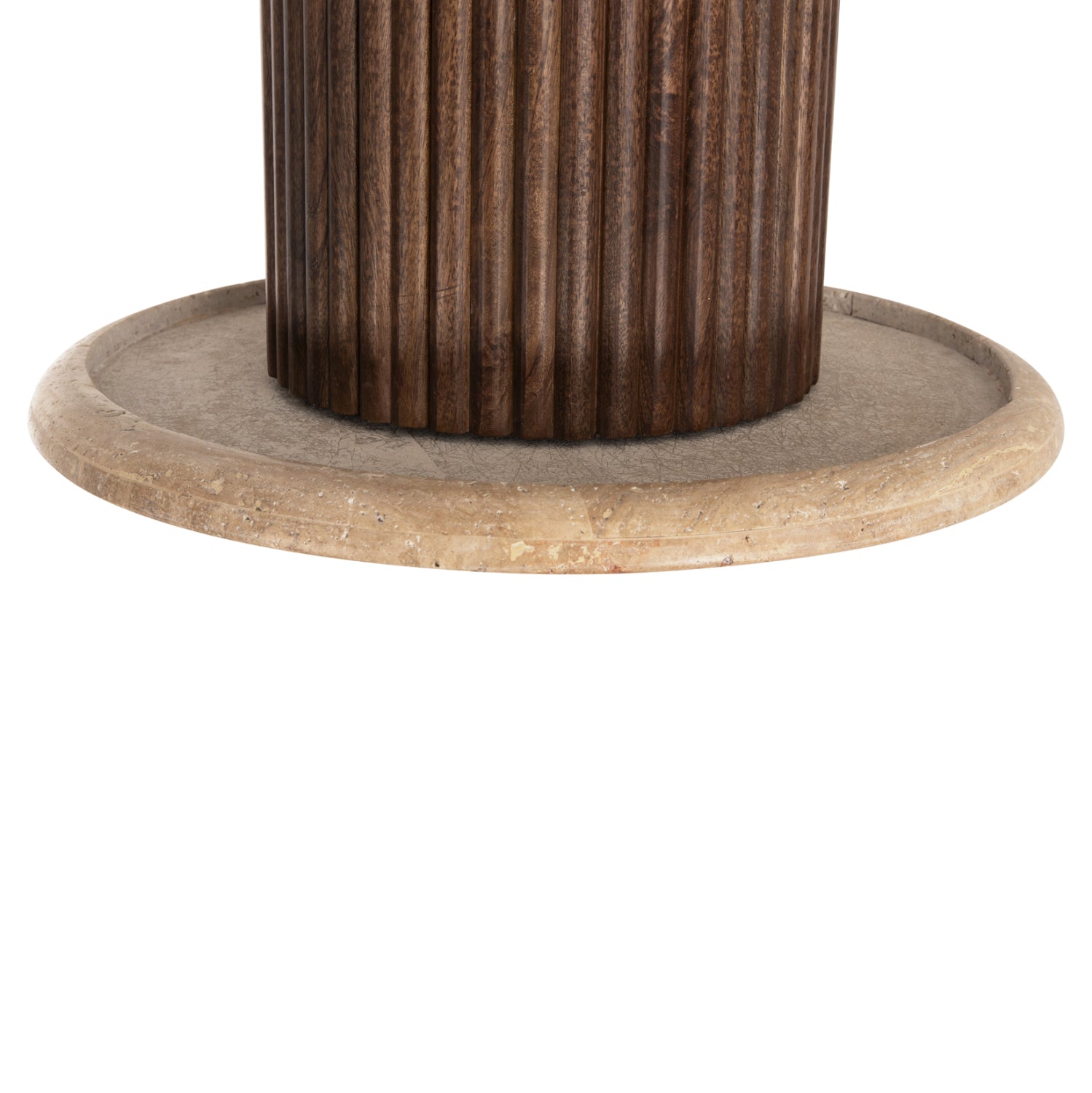 ΤΡΑΠΕΖΙ ΣΑΛΟΝΙΟΥ ΣΤΡΟΓΓΥΛΟ GLADYS HM9714 ΜΑΣΙΦ MANGO-ΤΡΑΒΕΡΤΙΝΑ Φ55x50Υεκ. - Pakobazaar