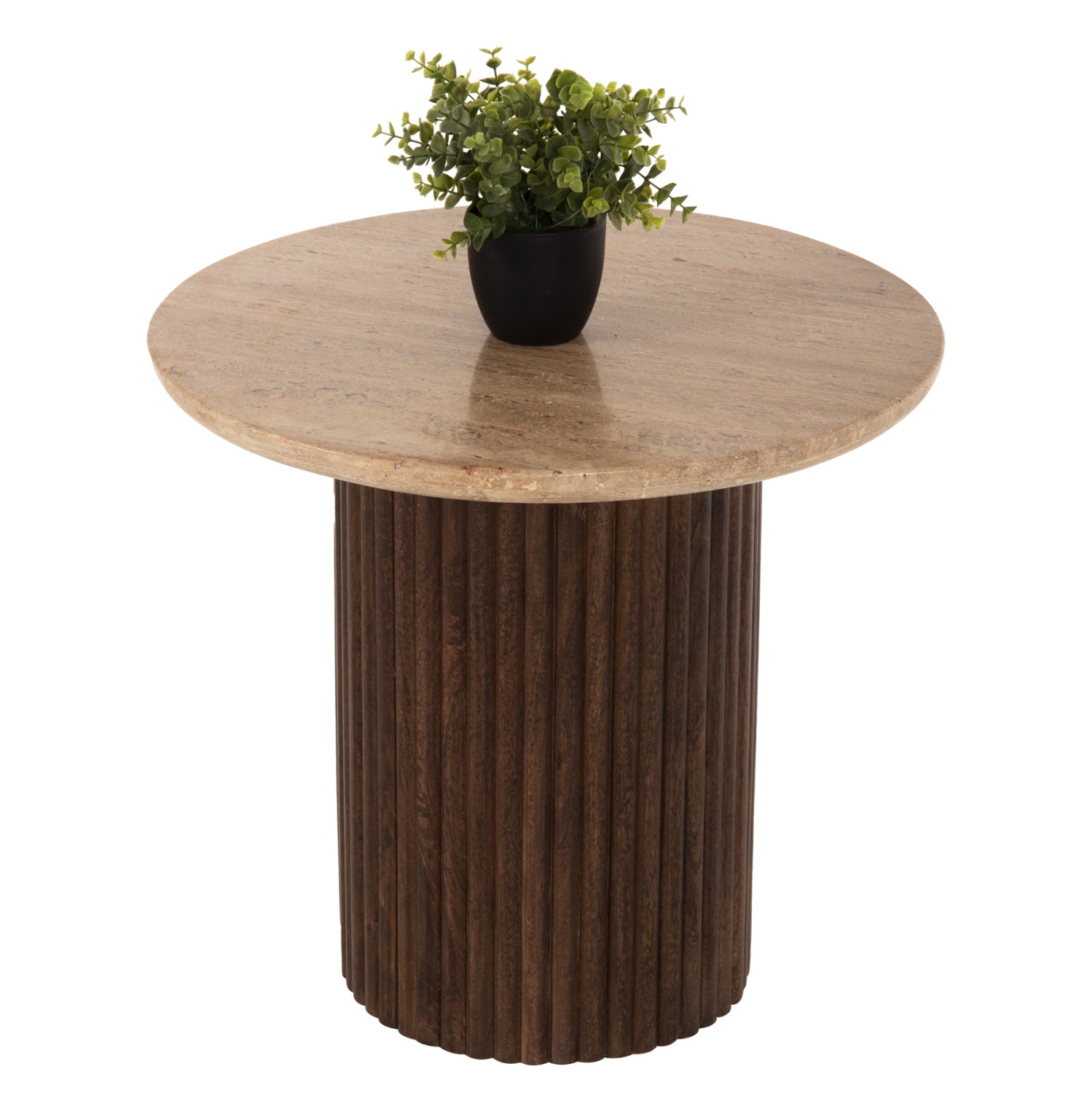 ΤΡΑΠΕΖΙ ΣΑΛΟΝΙΟΥ ΣΤΡΟΓΓΥΛΟ GLADYS HM9714 ΜΑΣΙΦ MANGO-ΤΡΑΒΕΡΤΙΝΑ Φ55x50Υεκ. - Pakobazaar