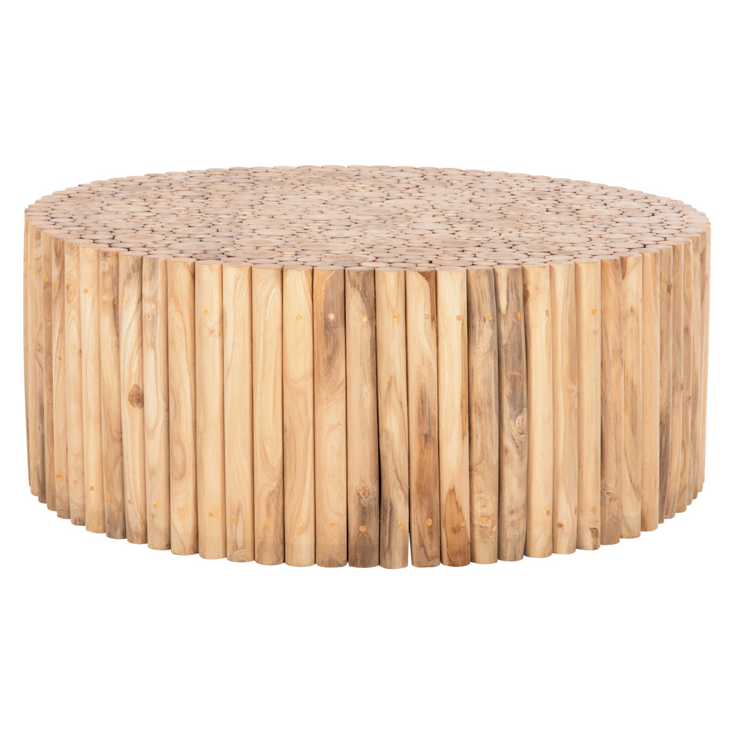 ΤΡΑΠΕΖΙ ΣΑΛΟΝΙΟΥ ΣΤΡΟΓΓΥΛΟ COOTER HM9862 ΚΛΑΔΙΑ TEAK-ΦΥΣΙΚΟ Φ100x40Υεκ. - Pakobazaar