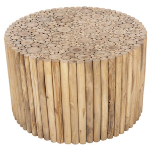 ΤΡΑΠΕΖΙ ΣΑΛΟΝΙΟΥ ΣΤΡΟΓΓΥΛΟ COOTER HM9863 ΚΛΑΔΙΑ TEAK-ΦΥΣΙΚΟ Φ80x50Υεκ. - Pakobazaar