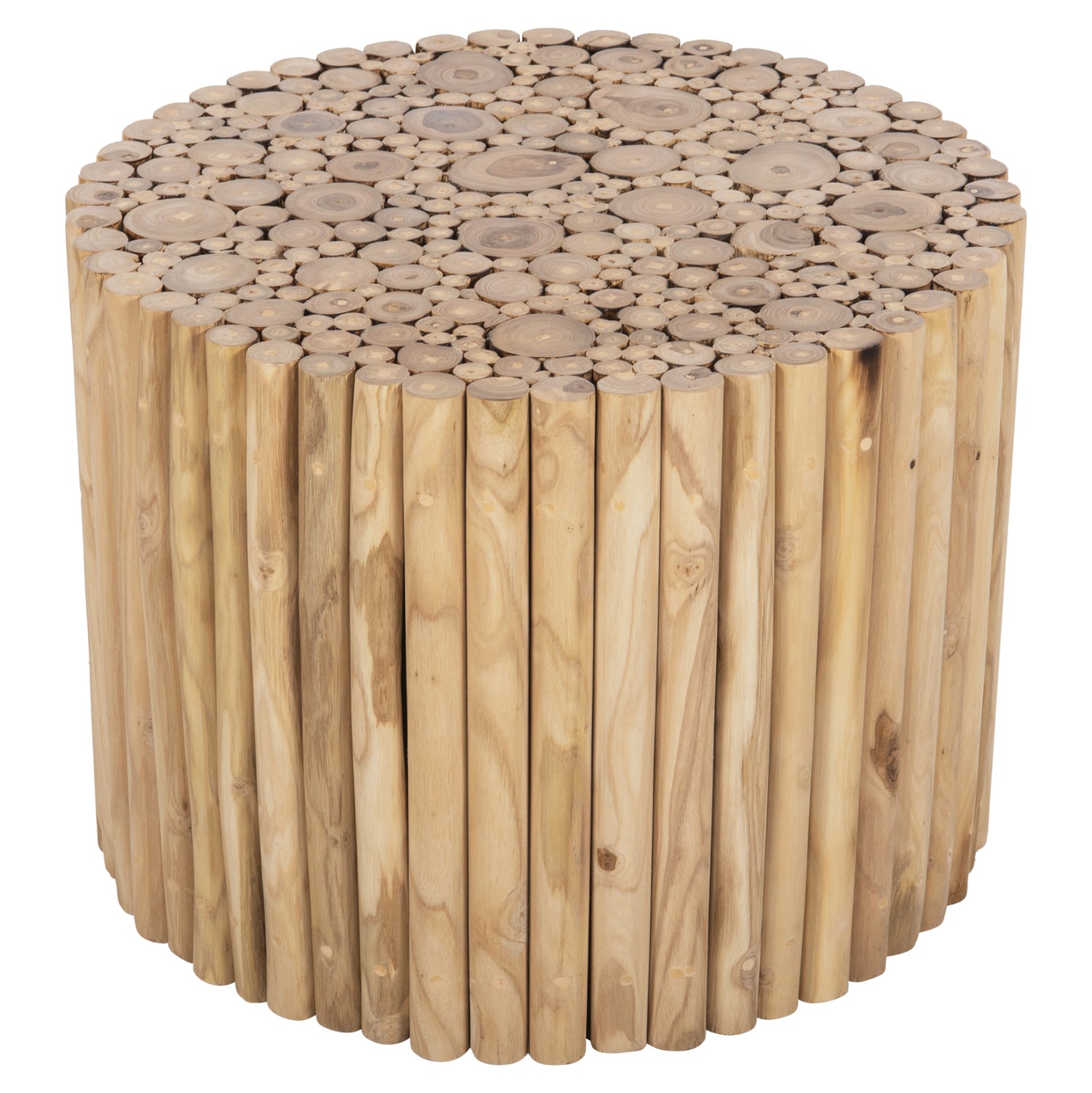 ΤΡΑΠΕΖΙ ΣΑΛΟΝΙΟΥ ΣΤΡΟΓΓΥΛΟ COOTER HM9864 ΚΛΑΔΙΑ TEAK-ΦΥΣΙΚΟ Φ60,5x46Υεκ. - Pakobazaar